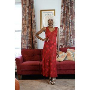 1980's-90's Red Star Geometric Shape Victoria's Secret Peignoir Set